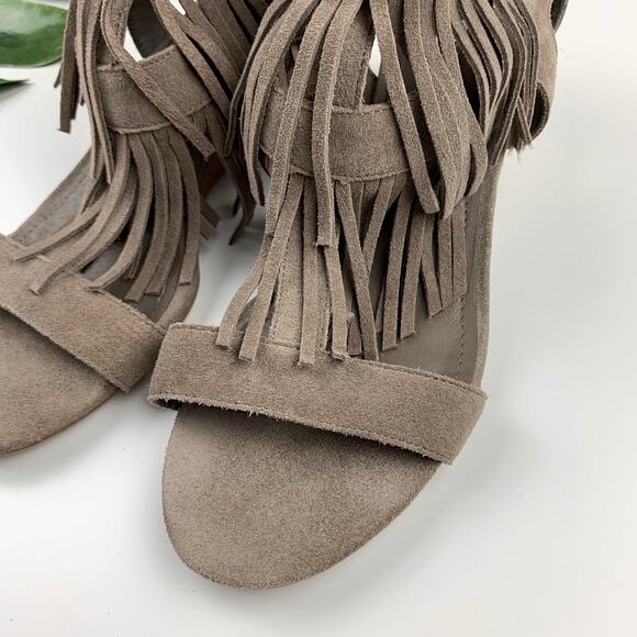 Steve Madden Amaaya Fringe Sandals Wedge Heel Tan Suede Women's 6.5 - Picture 3 of 10